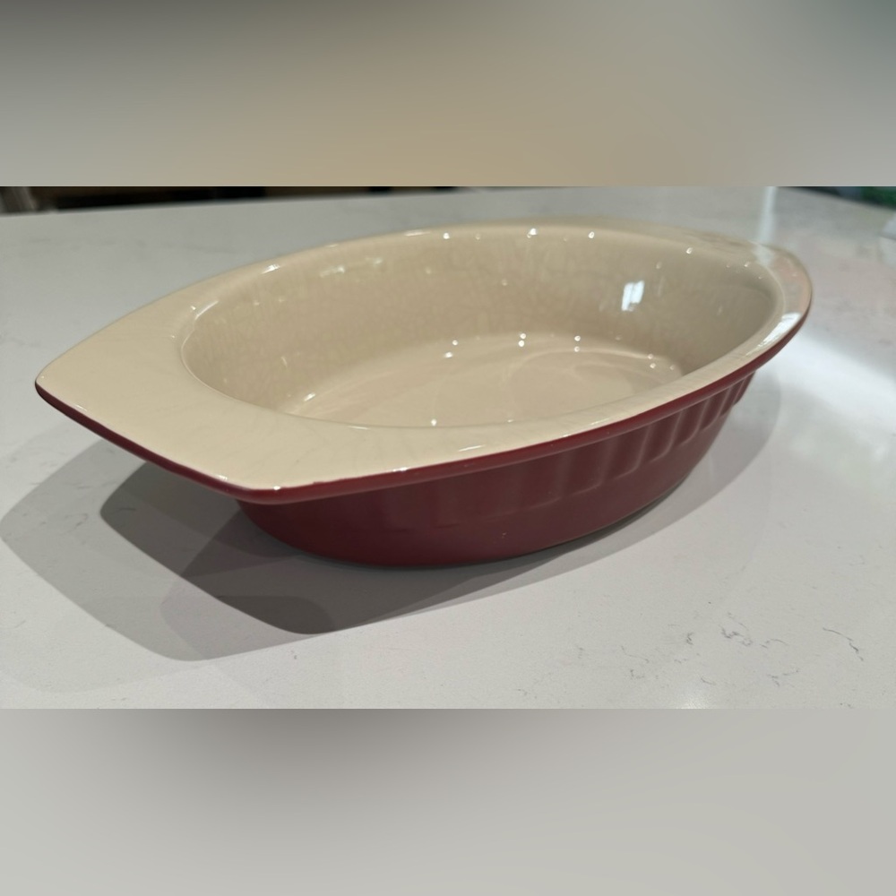KitchenAid Red Cranberry 2 Quart Stoneware Bakeware Casserole Dish Baking Pan